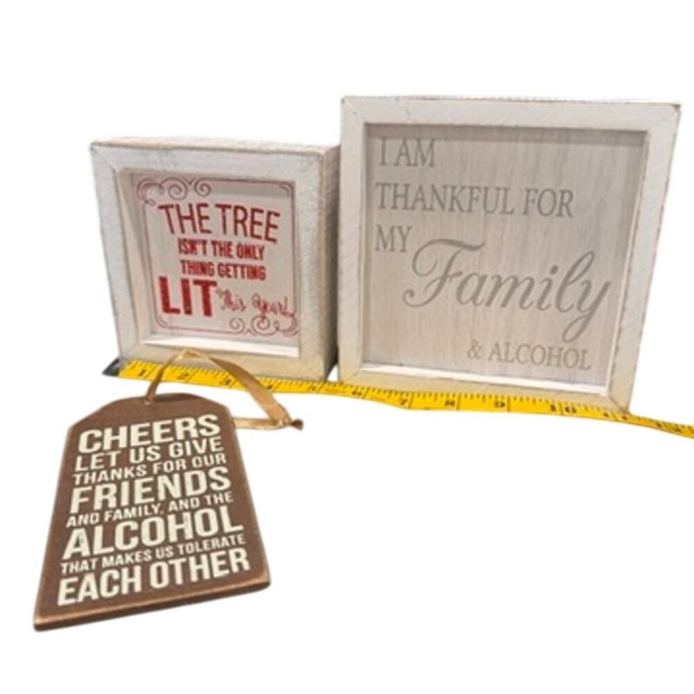 Funny Holiday Signs – Alcohol Humor Christmas Décor Hanging Tag Rustic Farmhouse